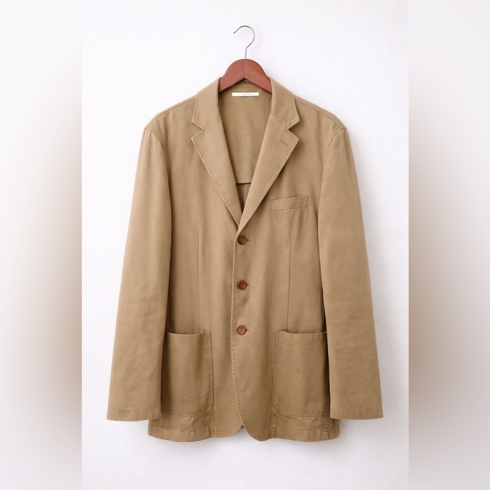Barneys New York Men’s Cotton Blazer Sport Coat Italy 42R Khaki Tan 3-Button